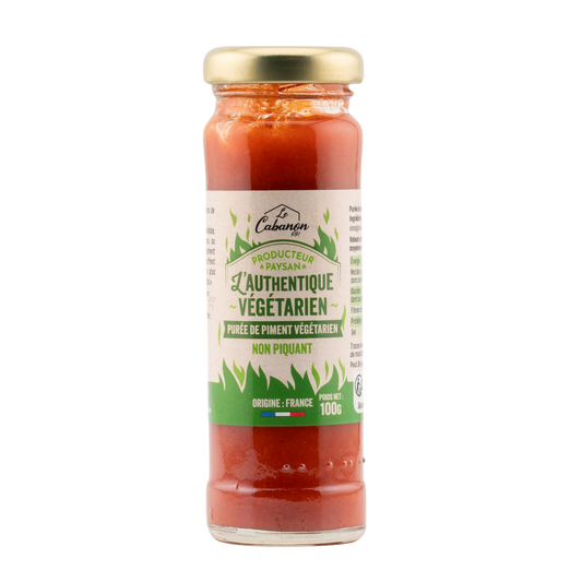 Pot de puree de piment L'Authentique Vegetarien, non piquant, gamme historique Le Cabanon, produit en France