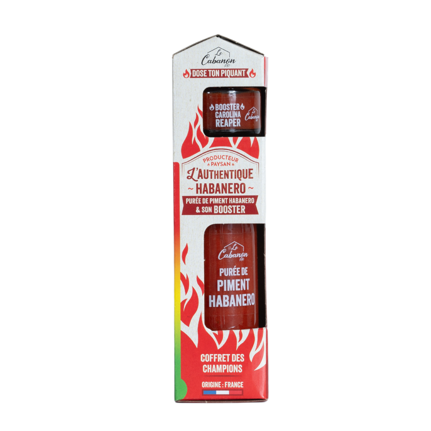 Coffret des Champions L'Authentique Habanero avec booster Carolina Reaper, purees de piment L'Atelier Cabanon, produit en France