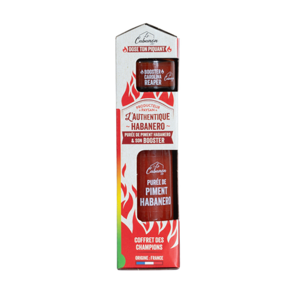 Coffret des Champions L'Authentique Habanero avec booster Carolina Reaper, purees de piment L'Atelier Cabanon, produit en France